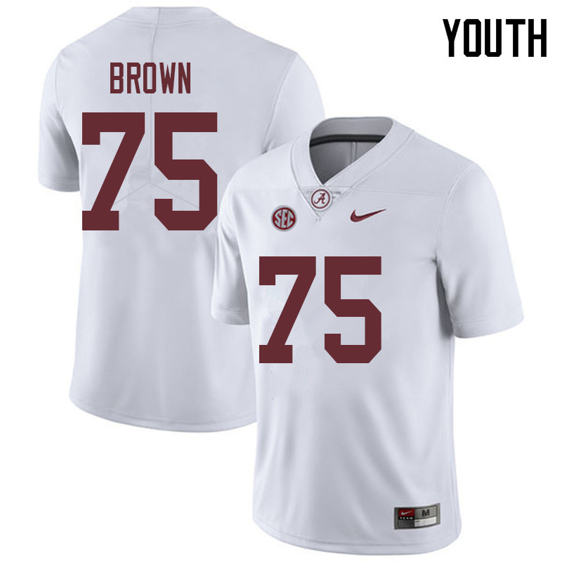 Youth #75 Tommy Brown Alabama Crimson Tide College Football Jerseys Sale-White